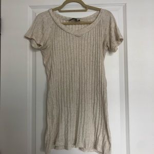 Reformation knit v-neck dress in oatmeal